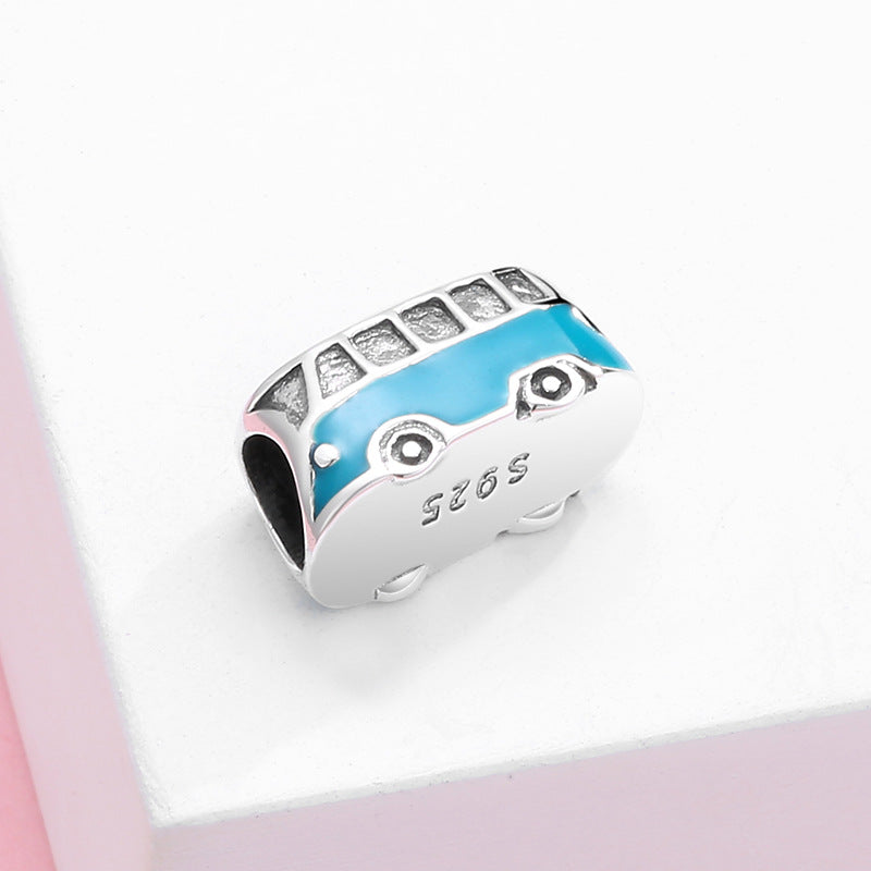 S925 Sterling Silver Vintage Minibus Pendant