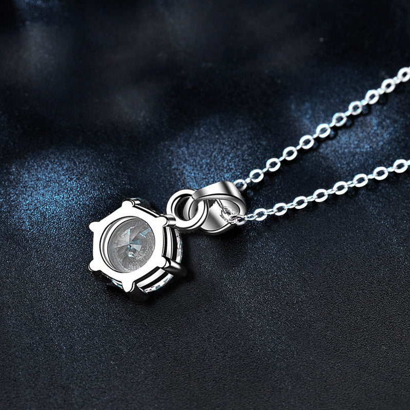 S925 Sterling Silver Moissanite Six Claw Pendant Necklace