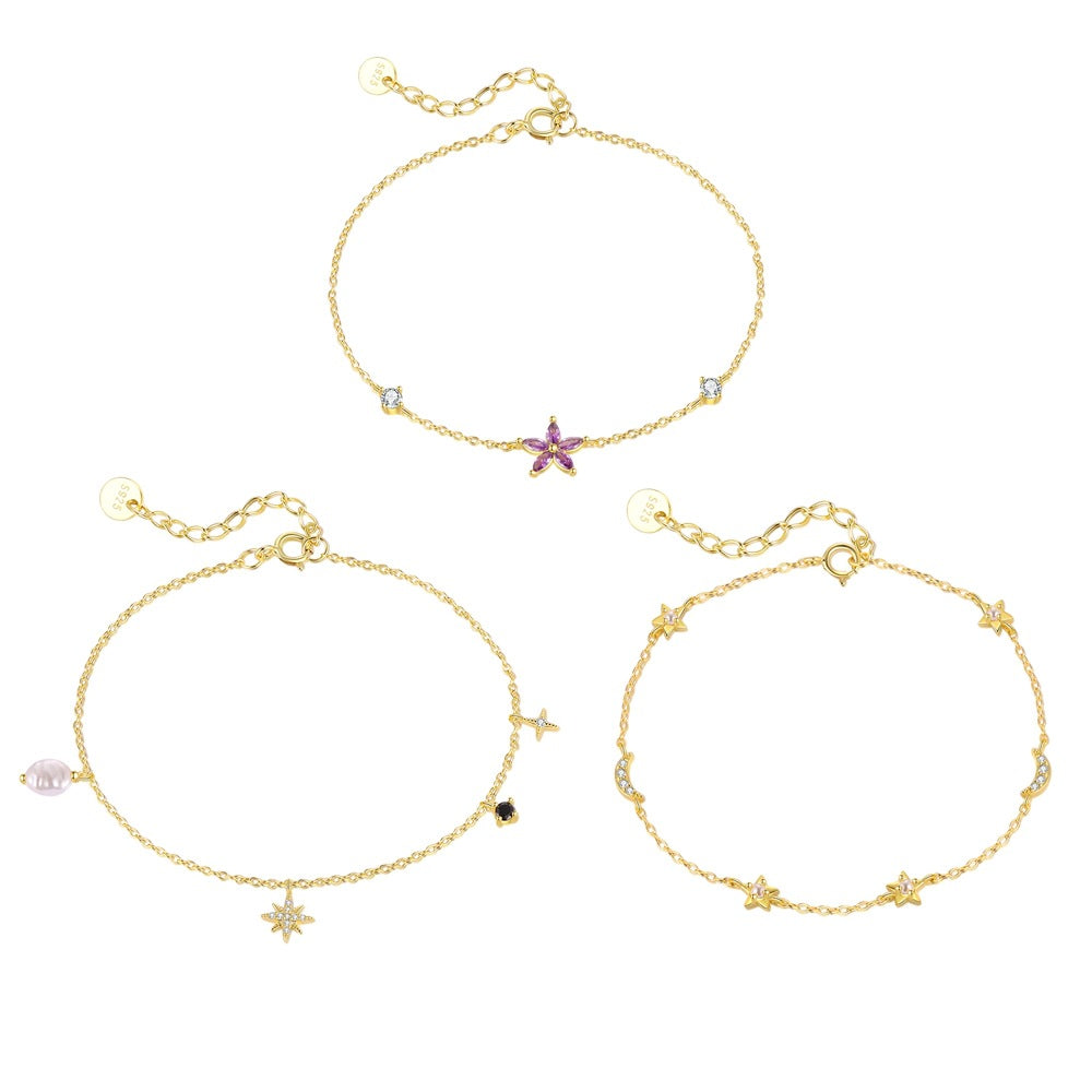S925 Sterling Silver Bracelet Set with Zirconia