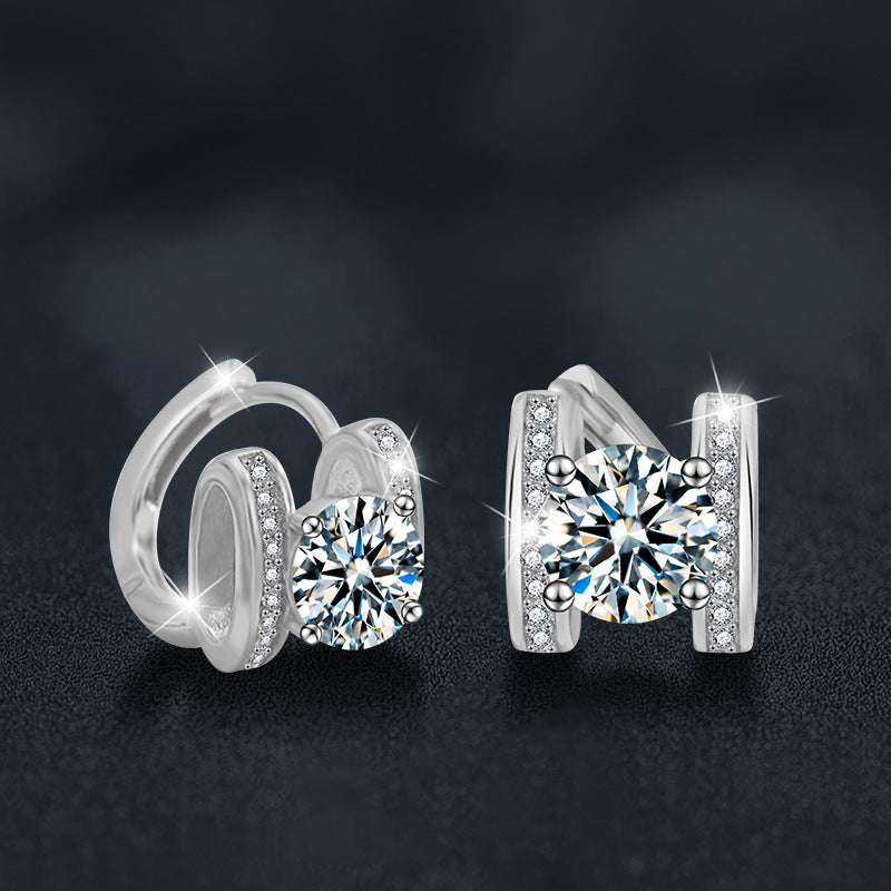 Moissanite S925 silver H letter earrings