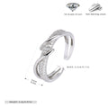 Minimalist style zircon-set open-style index finger ring, S925 sterling silver, intertwined design, understated luxury