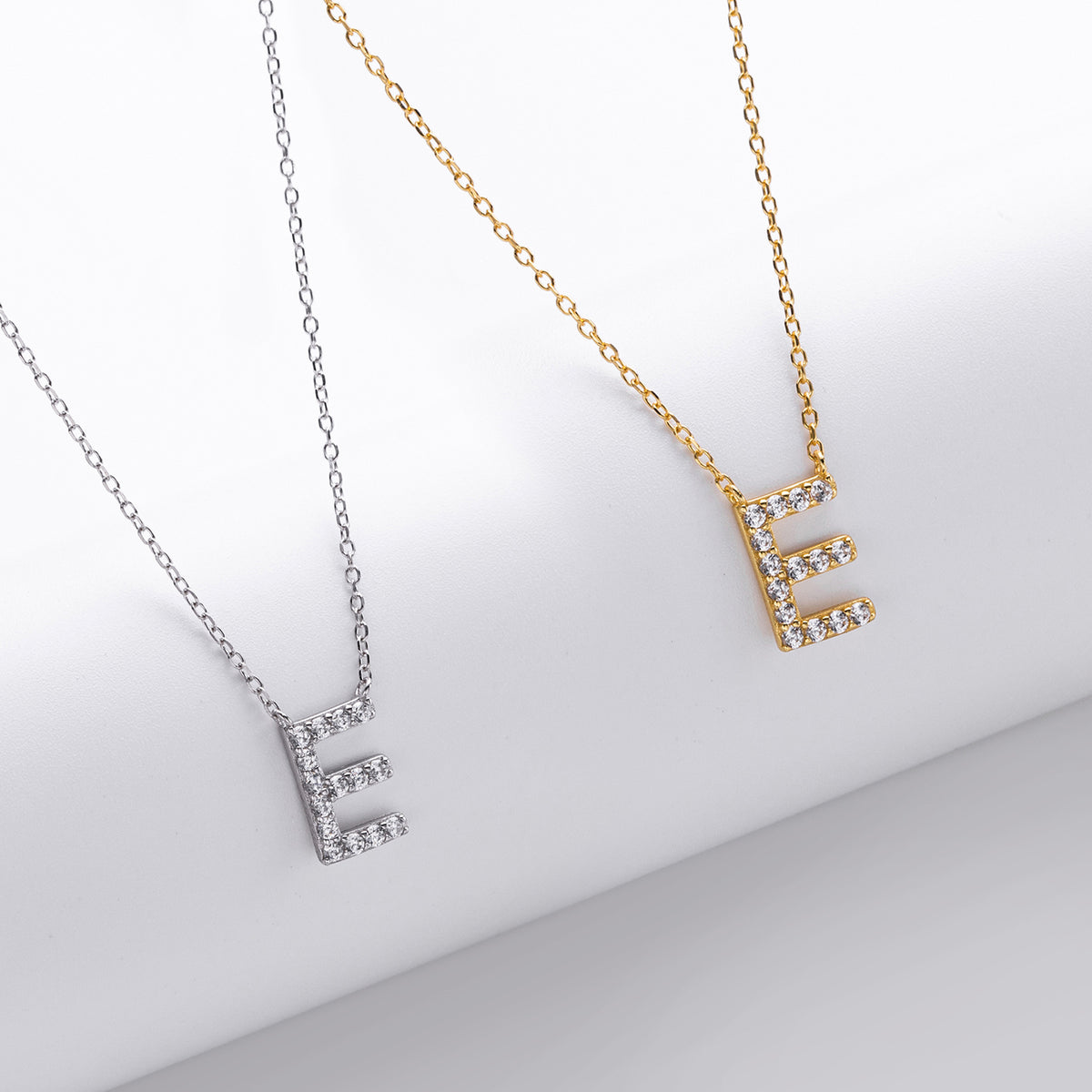 S925 Sterling Silver Simple Diamond Necklace with English Letters