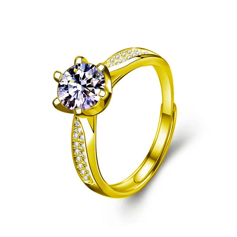 925 Sterling Silver Six-Prong Open Moissanite Ring