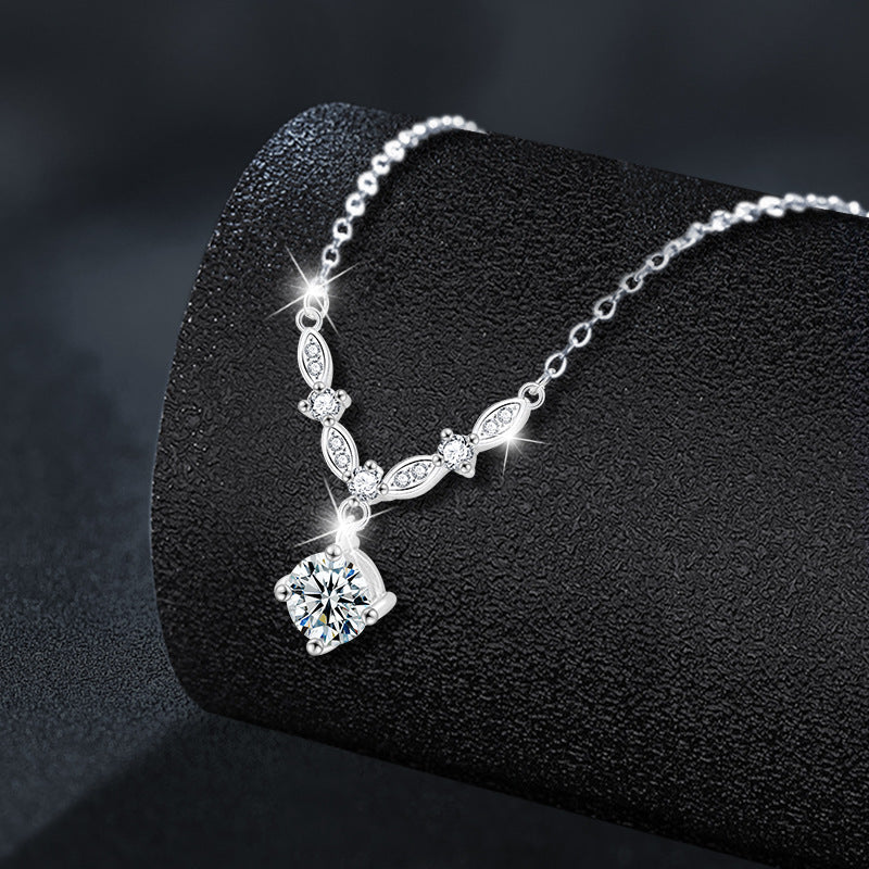 S925 Sterling Silver Moissanite Shining Star River Necklace