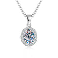 S925 Sterling Silver Oval Moissanite Pendant Necklace