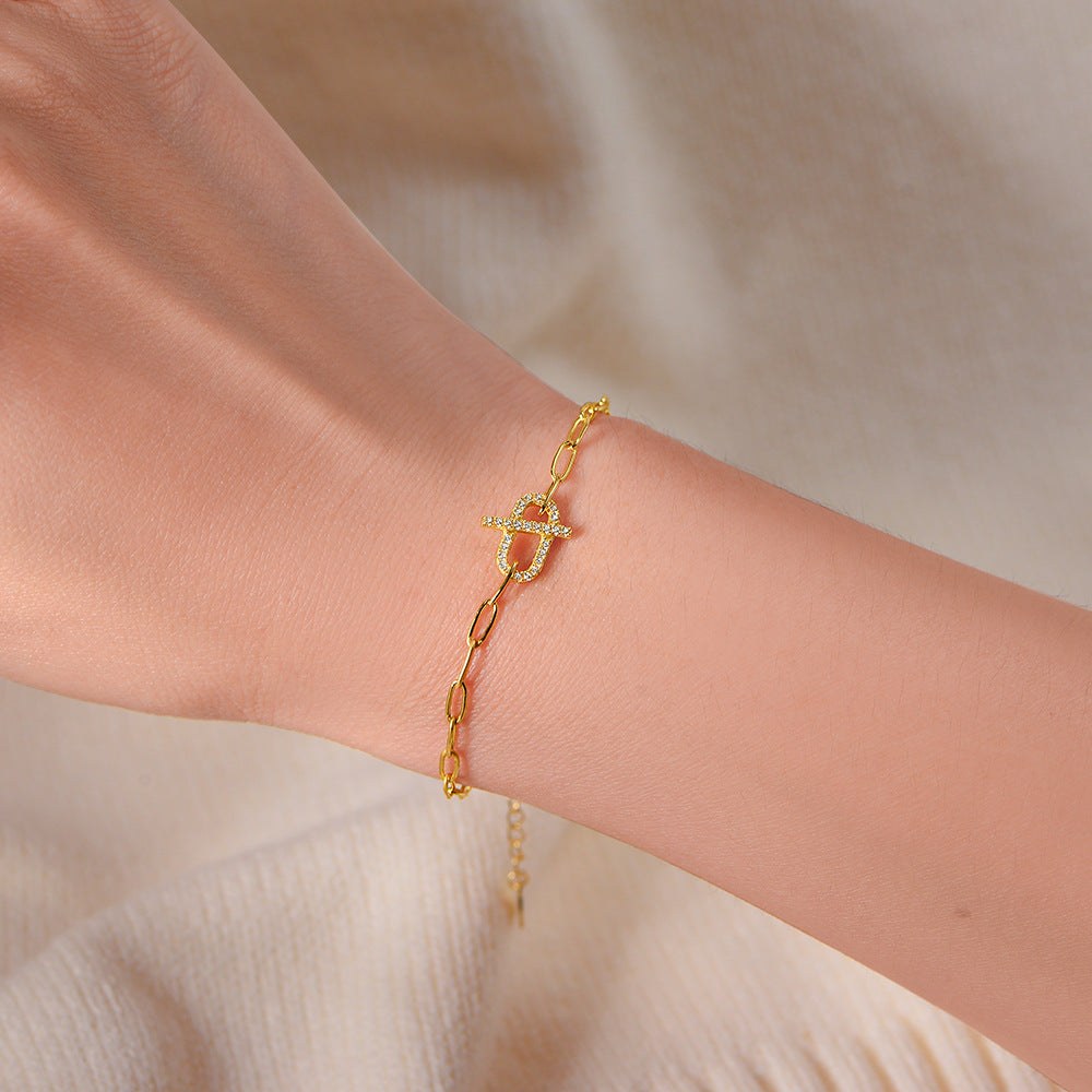 S925 Sterling Silver Geometric Ring Micro Inlaid Zircon Bracelet