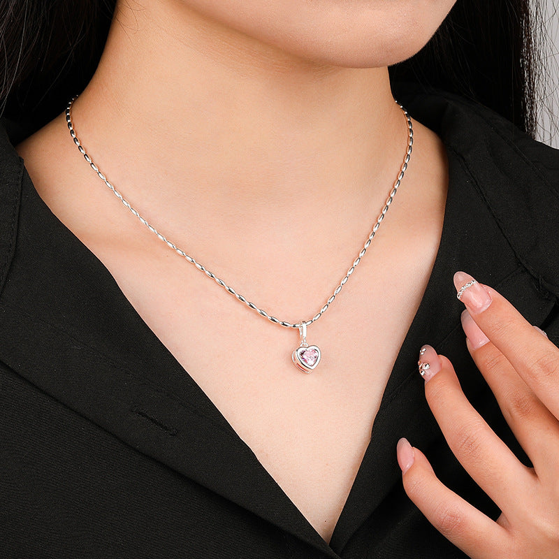 925 Sterling Silver Heart-Shaped Zirconia Pendant