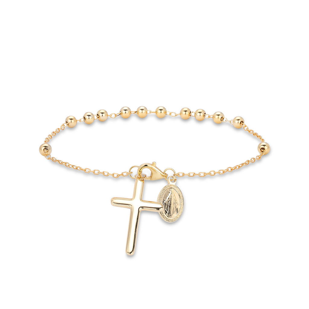 S925 Sterling Silver Rosary Cross Bracelet