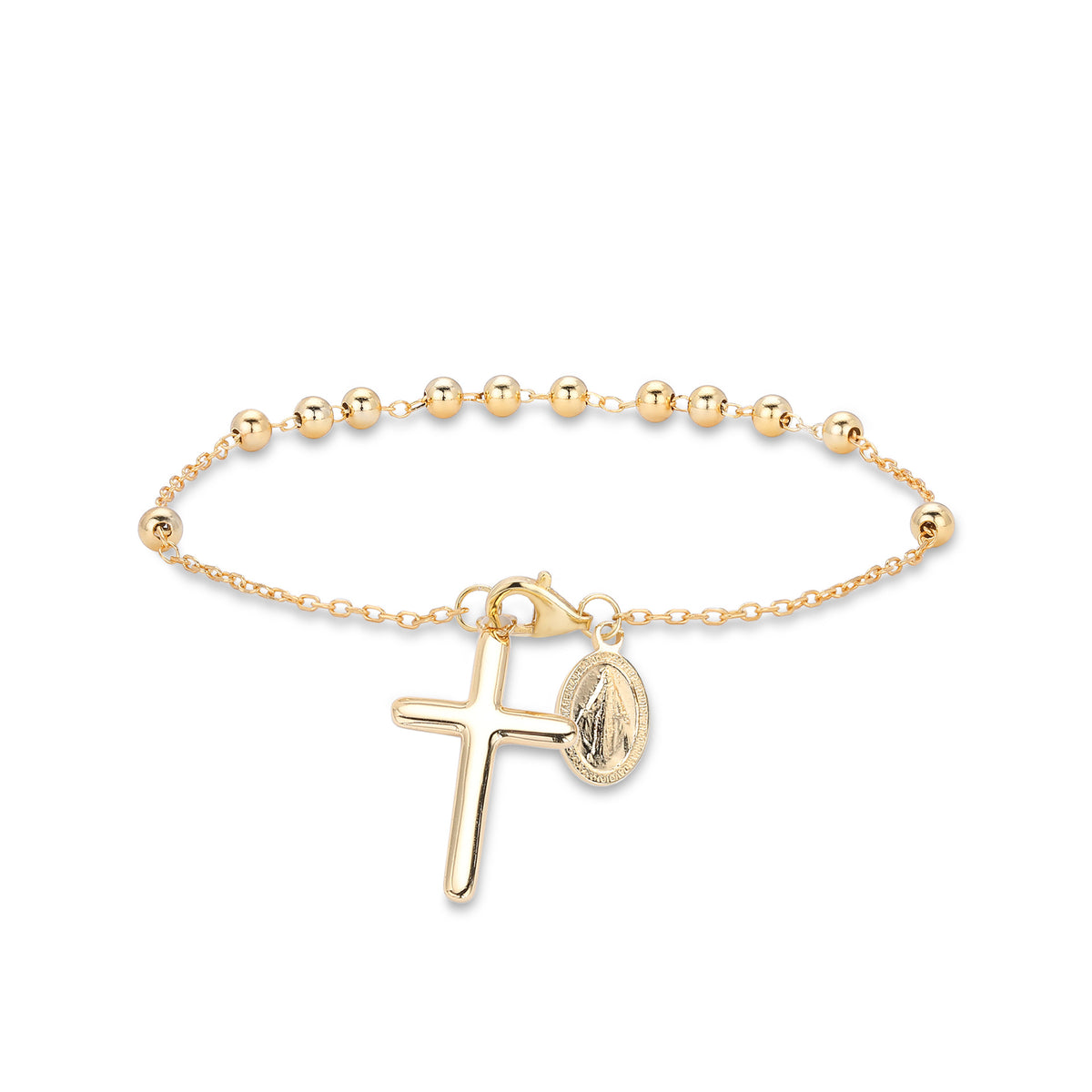 S925 Sterling Silver Rosary Cross Bracelet