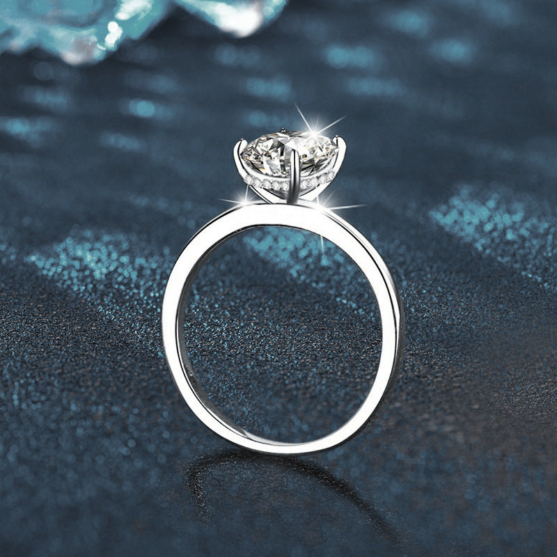 925 Sterling Silver Egg Shaped Moissanite Ring