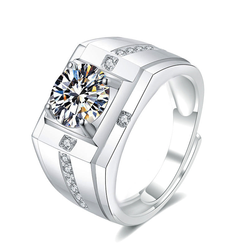 S925 Sterling Silver Cross Arrangement Moissanite Ring