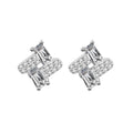S925 sterling silver rectangular moissanite stud earrings