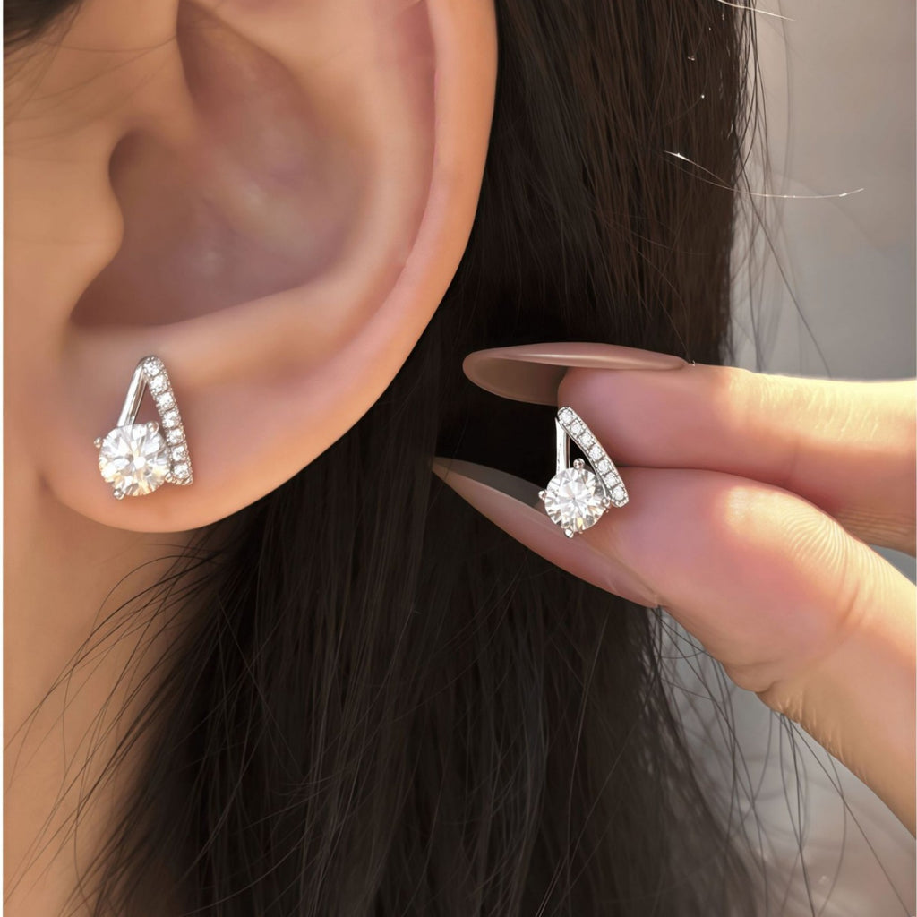 S925 Sterling Silver Geometric Moissanite Stud Earrings