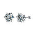 S925 Silver Threaded Stud Earrings — Classic Six-Prong Moissanite Studs
