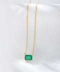 S925 Sterling Silver Square Emerald Colored Zircon Necklace