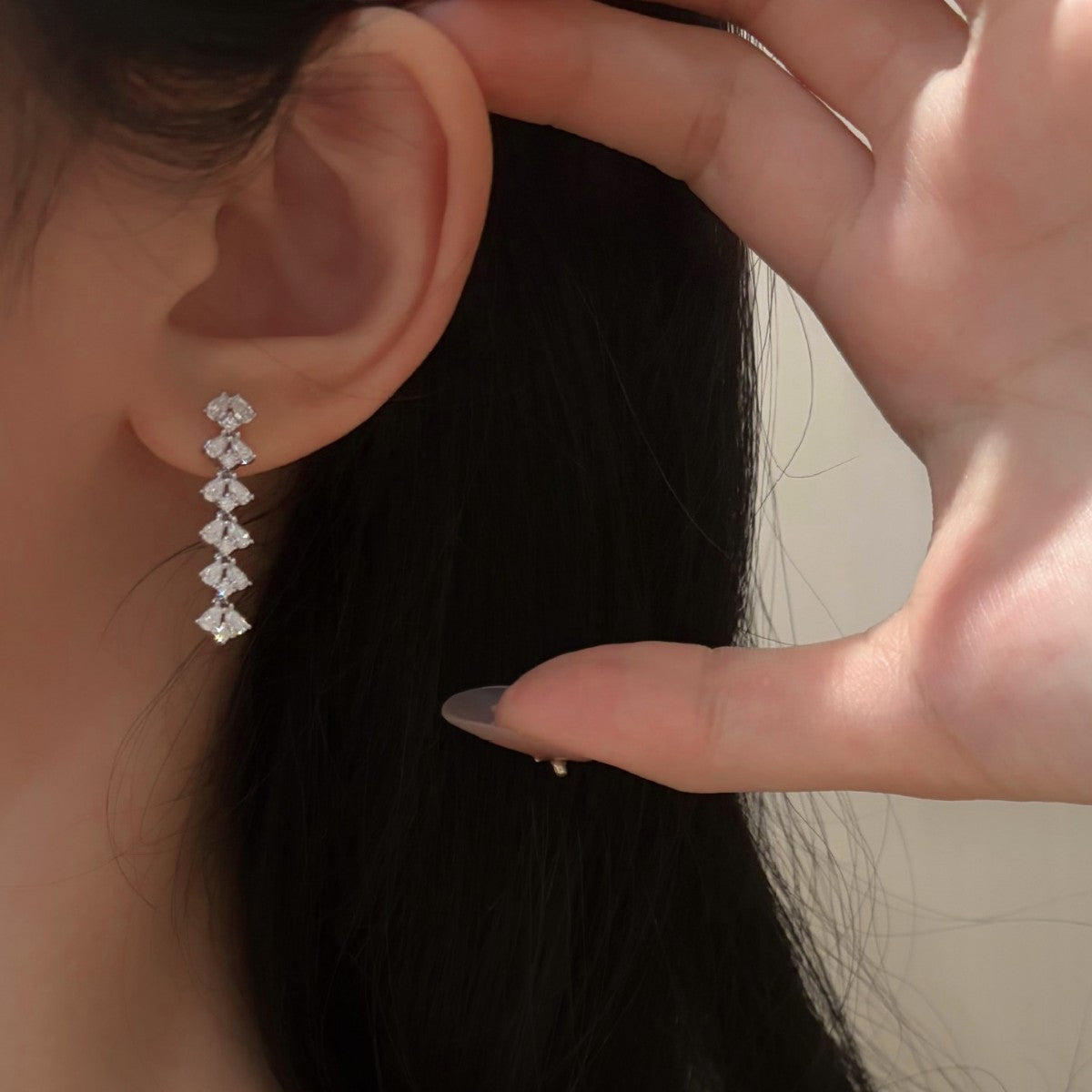 S925 Sterling Silver Moissanite Tassel Stud Earrings