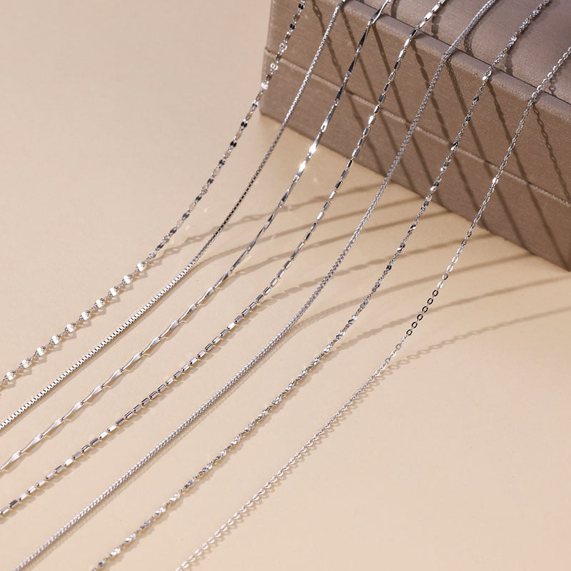 S925 sterling silver plain chain simple DIY single chain