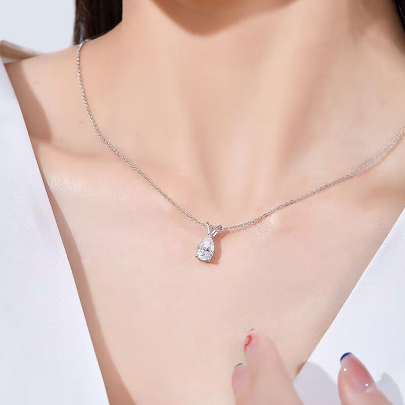 S925 Sterling Silver Moissanite Water Drop Necklace