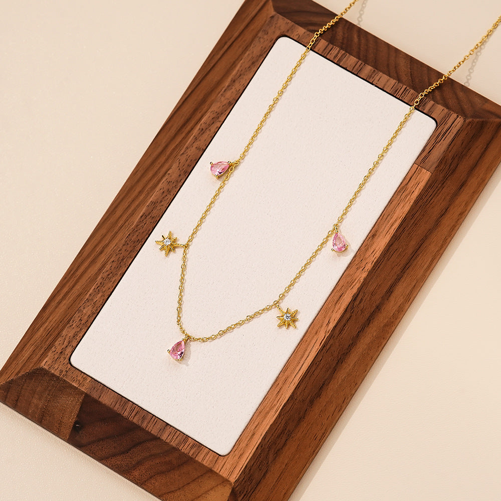 S925 Sterling Silver Necklace with Colorful Cubic Zirconia