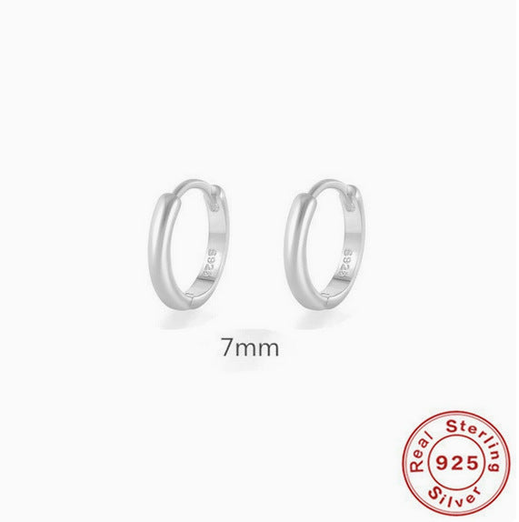 S925 Sterling Silver Geometric Hoop Earrings