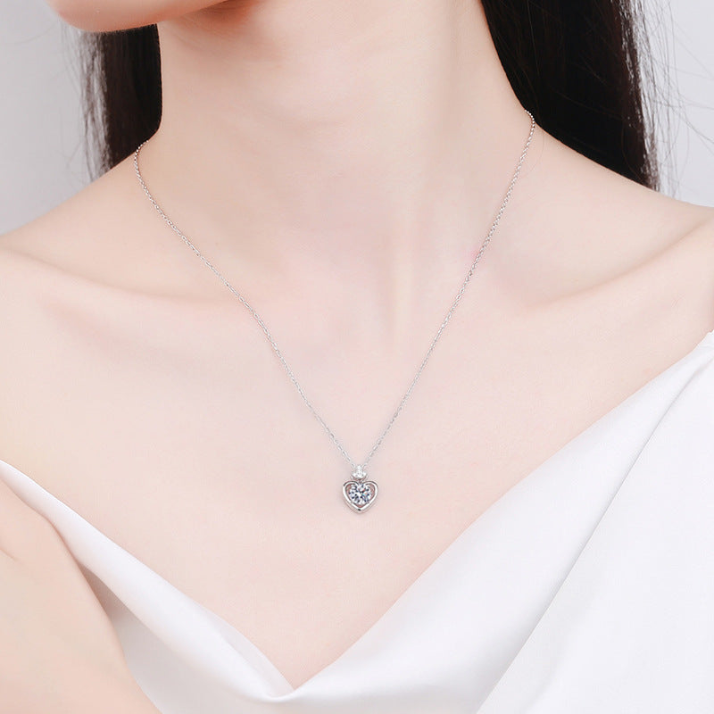 S925 Sterling Silver Moissanite Four-Claw Pendant Necklace