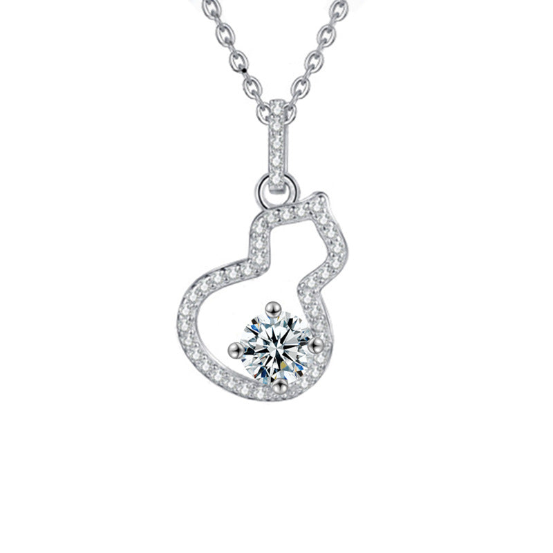 S925 Sterling Silver Moissanite Gourd Pendant Necklace