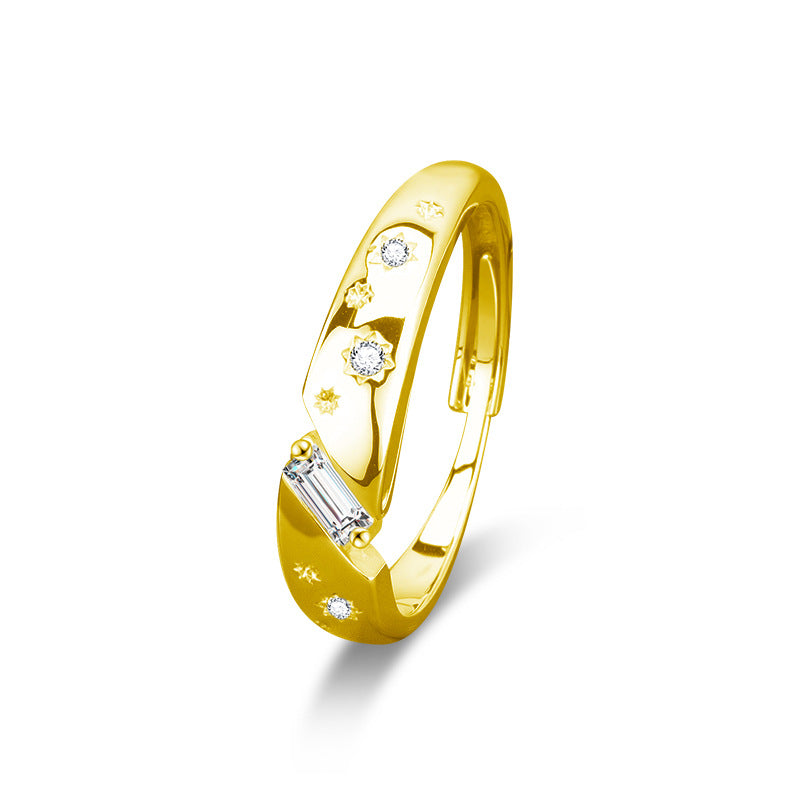 S925 Sterling Silver Moissanite Starry Lovers Ring