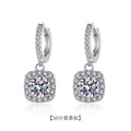 S925 Sterling Silver Long Square Earrings Set with Moissanite