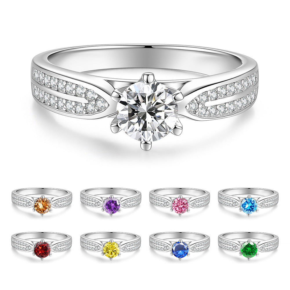 S925 Sterling Silver "Starlight Queen" Ring with Colorful Moissanite