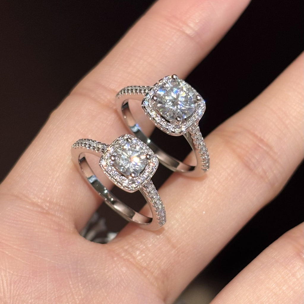 S925 Sterling Silver Princess-Cut Moissanite Ring