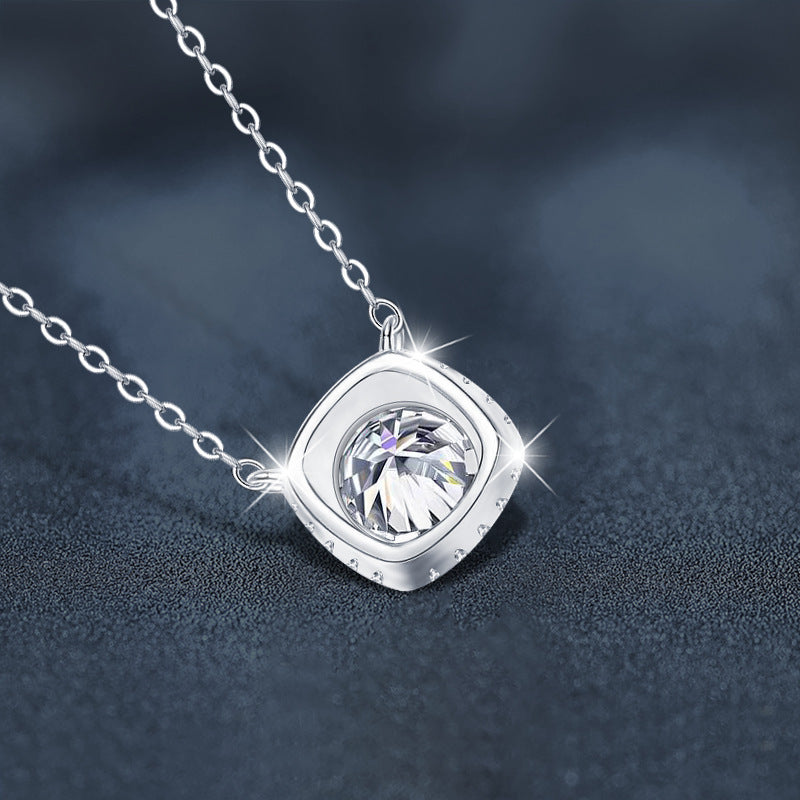 S925 Sterling Silver Moissanite Four-prong Necklace