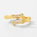 S925 Sterling Silver Gold-Plated Bamboo-Shaped Zircon Ring