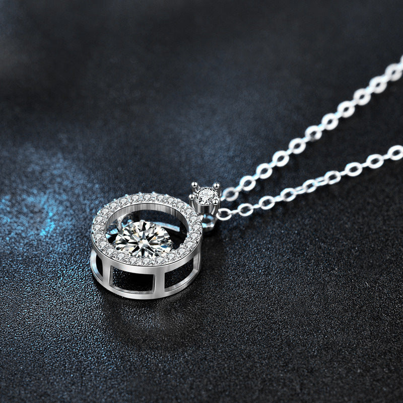S925 Sterling Silver Moissanite Pulsatile Heart Necklace