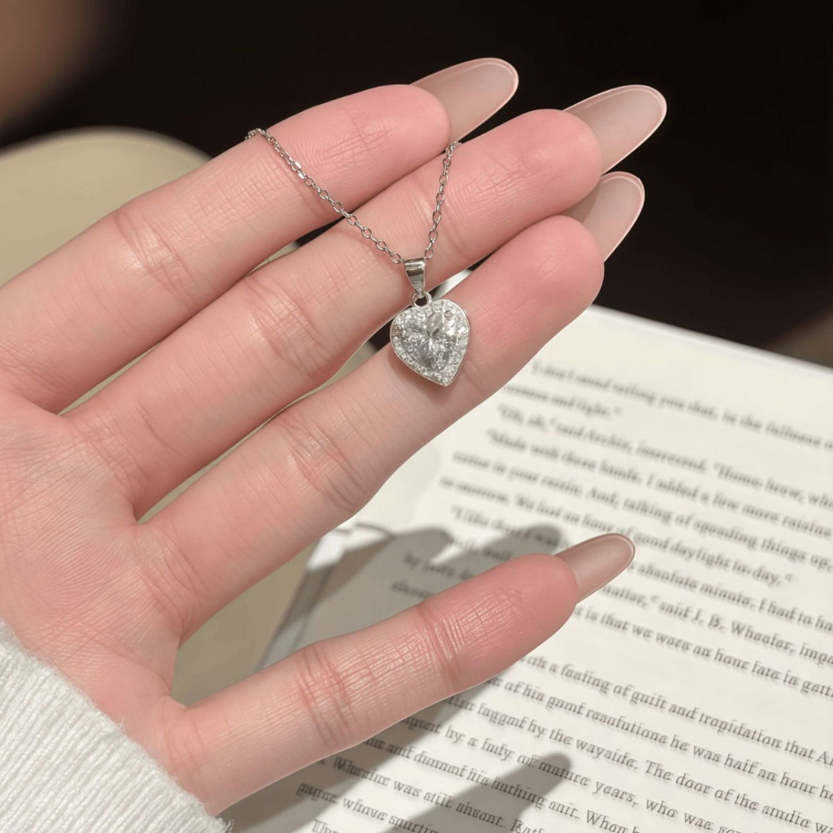 S925 Sterling Silver Heart-Shaped Moissanite Pendant Necklace