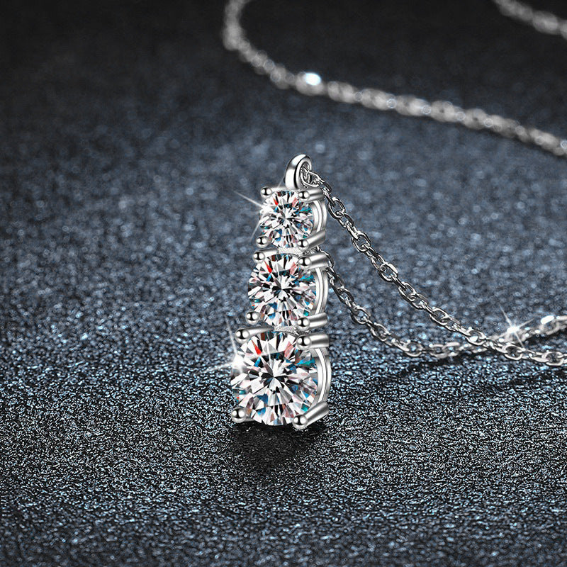 S925 sterling silver Moissanite Three lifetimes Necklace