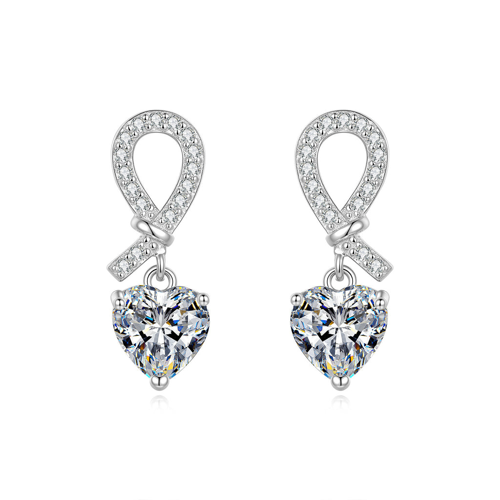 S925 Sterling Silver Heart-Shaped Moissanite Stud Earrings