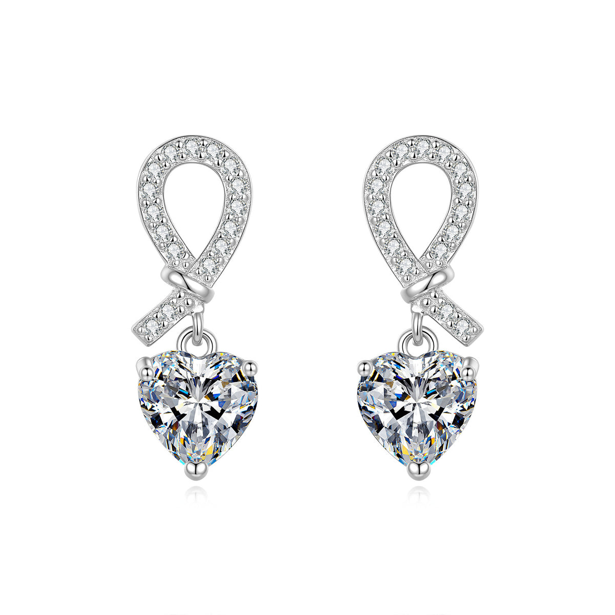 S925 Sterling Silver Heart-Shaped Moissanite Stud Earrings