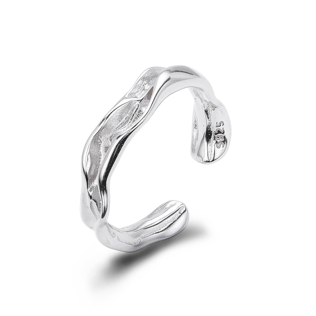 S925 Sterling Silver Luxury Niche Ring with Unique Texture and Irregular Opening