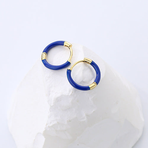 925 Sterling Silver Blue Enamel Drop Earrings