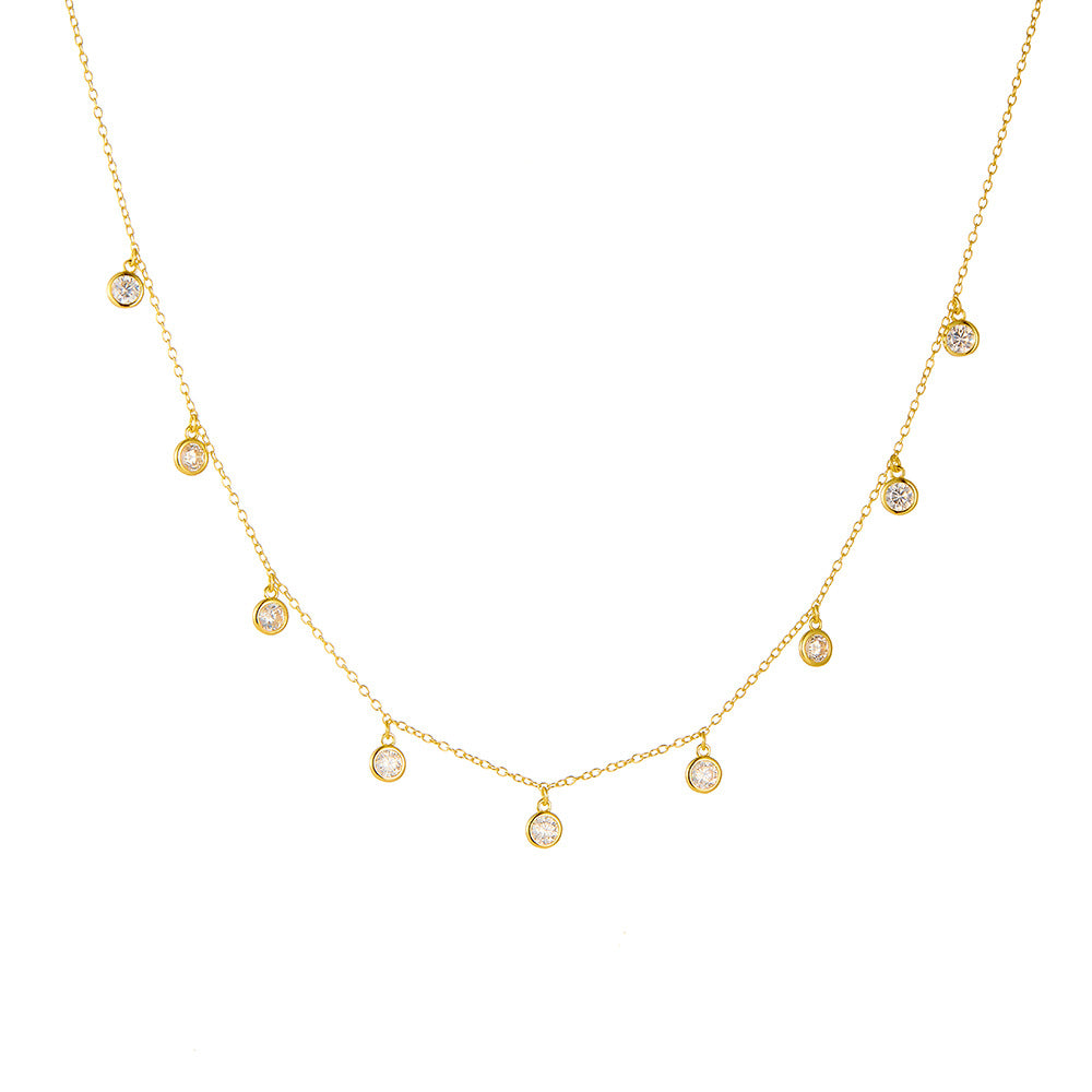 S925 Sterling Silver Starry Dot Zircon Pendant Necklace