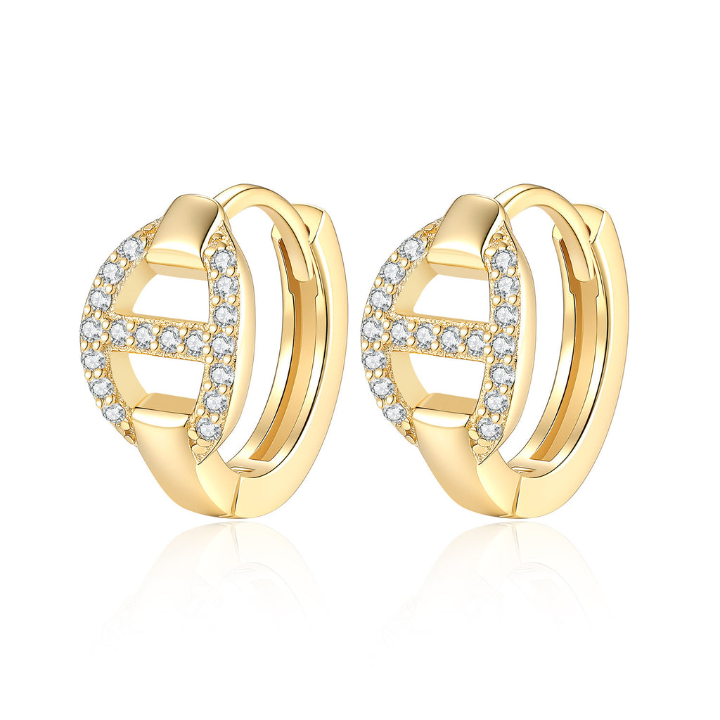 S925 Sterling Silver Openwork "Pig Nose" Moissanite Earrings