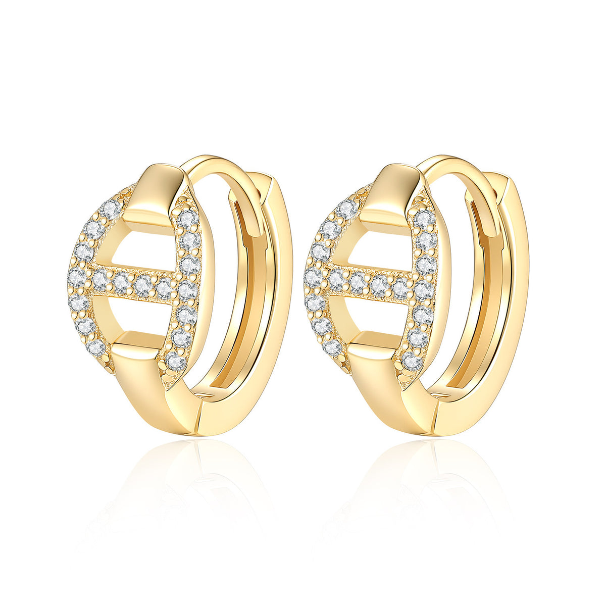 S925 Sterling Silver Openwork "Pig Nose" Moissanite Earrings