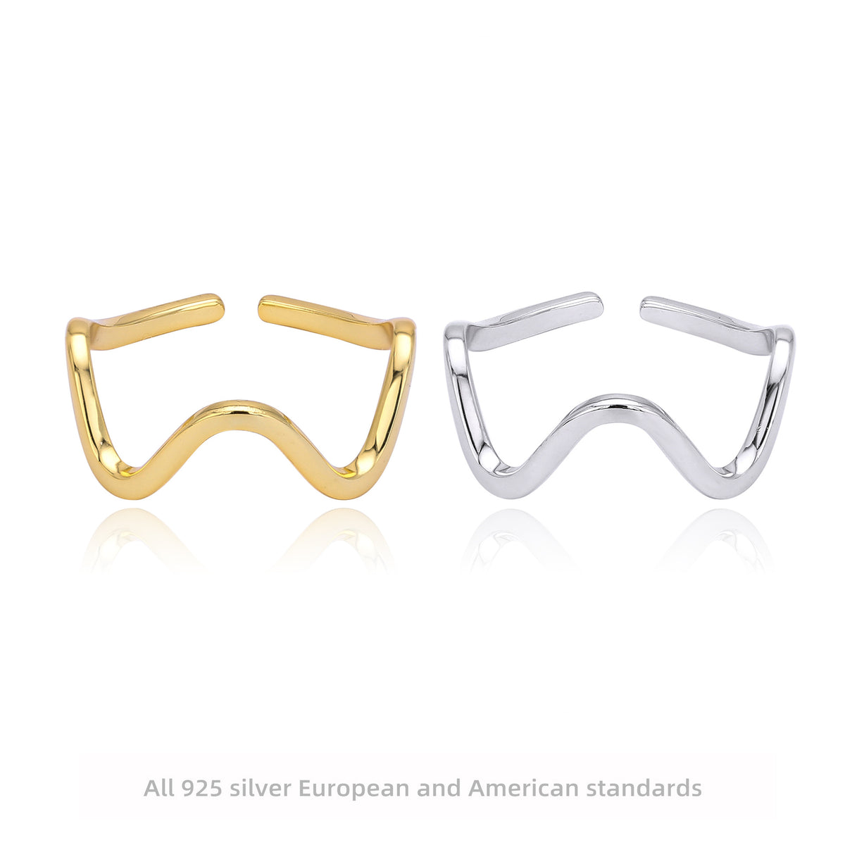 S925 Sterling Silver Ring, Stylish and Simple Wavy Lines