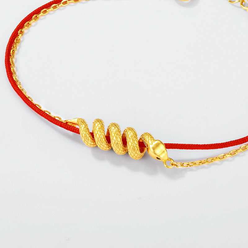 S925 Sterling Silver Red Braided Bracelet for the Year of the Snake