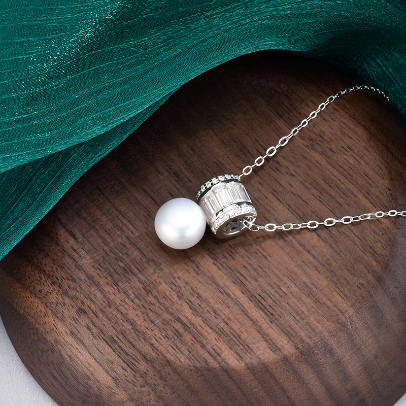 S925 Sterling Silver Moissanite Pearl Pendant Necklace