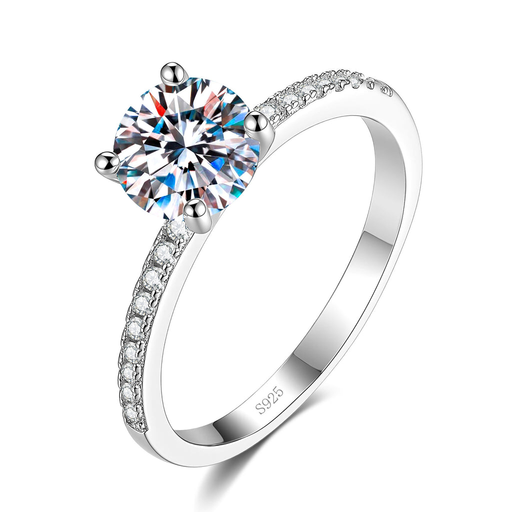 S925 Sterling Silver Ring with Colored Moissanite