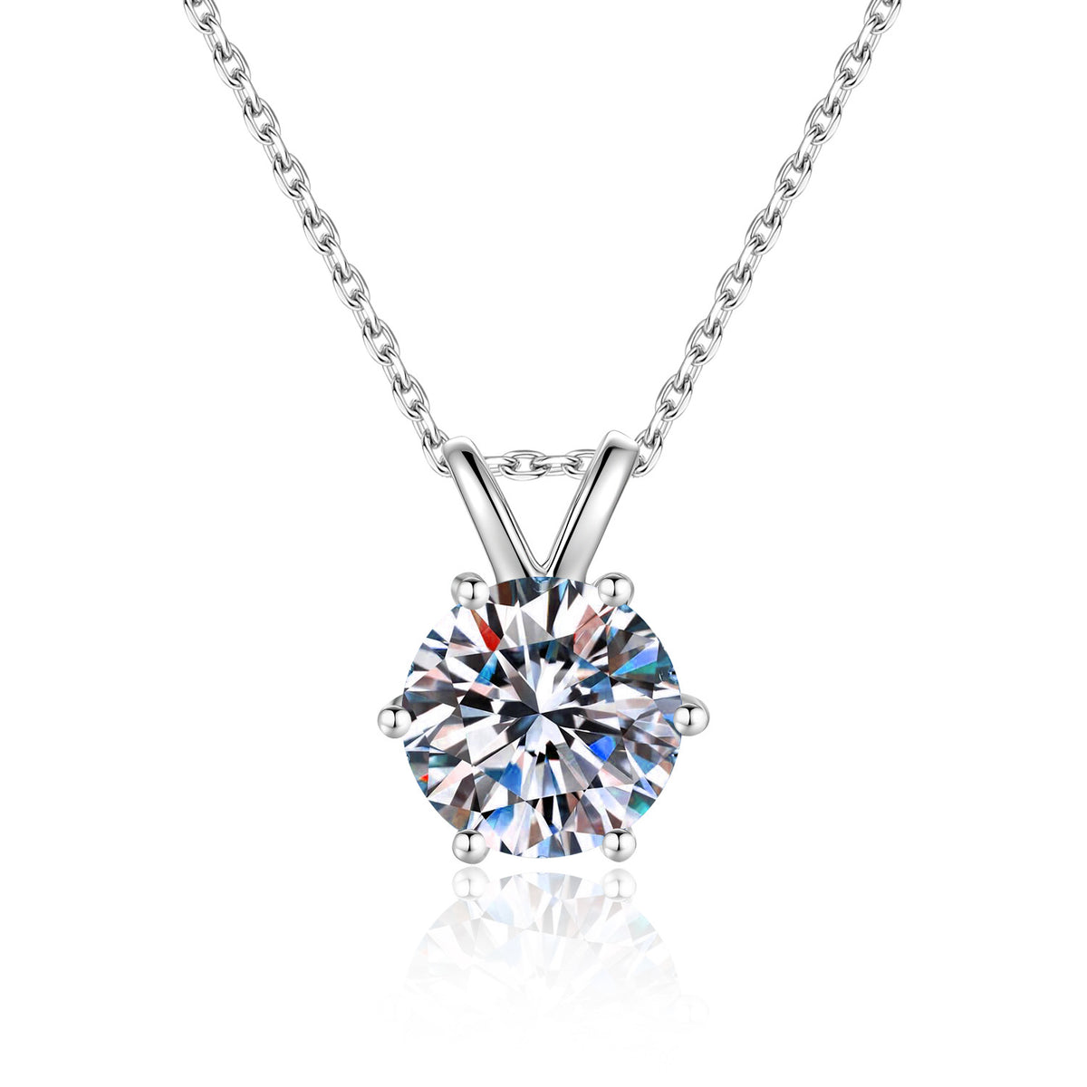 S925 Sterling Silver Six-Prong Moissanite Necklace