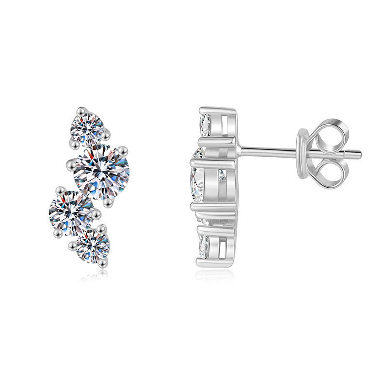 Moissanite 925 sterling silver stud earrings set with full diamonds