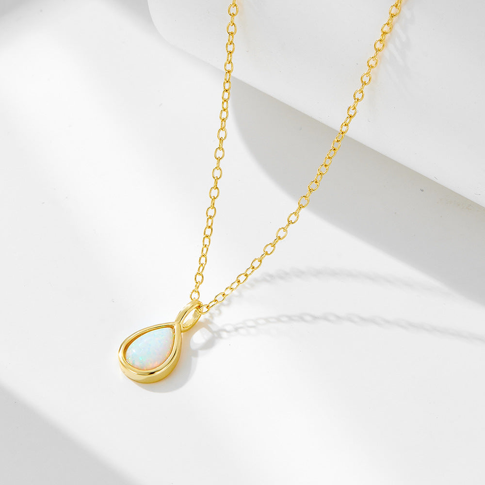 S925 Sterling Silver Geometric Pear-Shaped Necklace