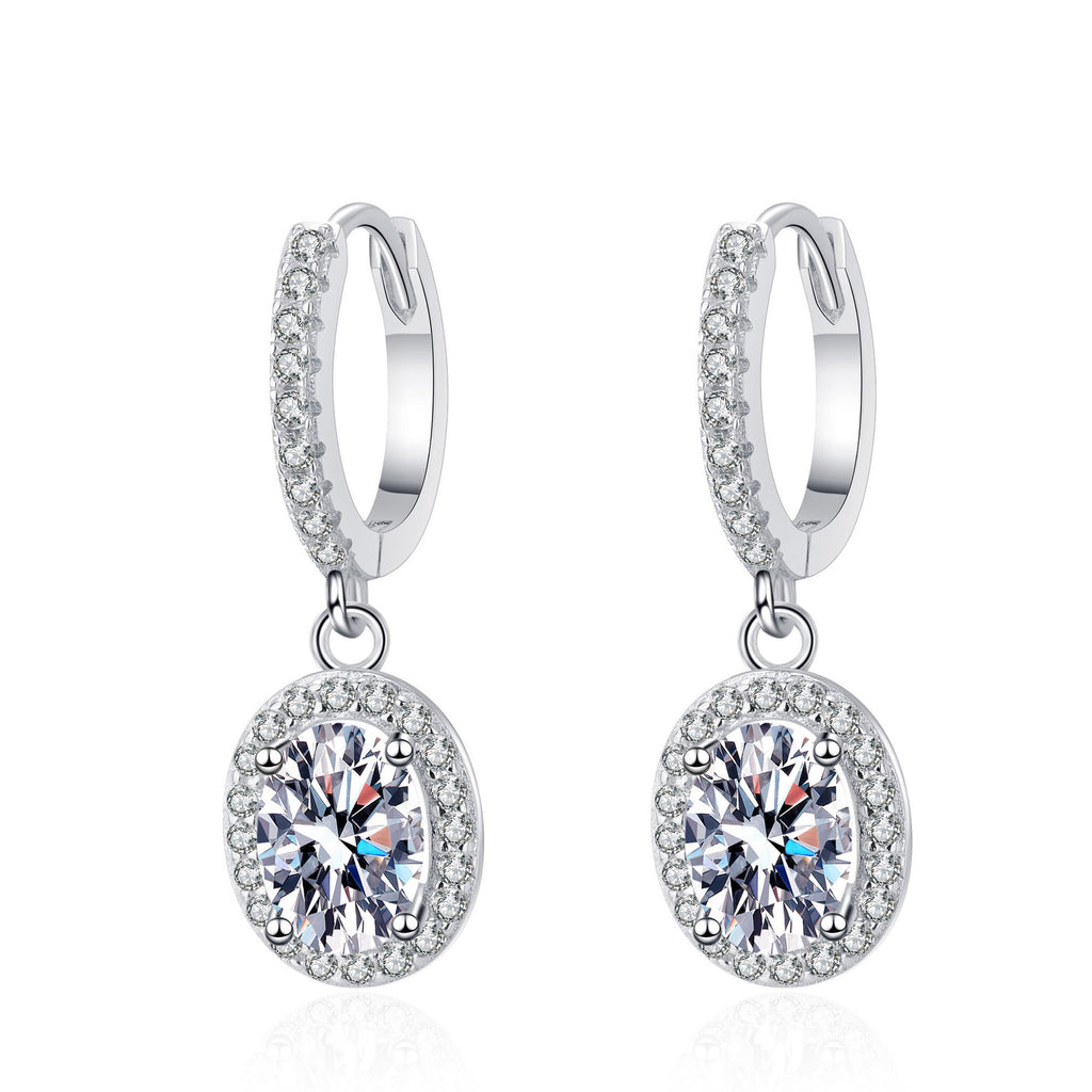 925 Sterling Silver Oval Moissanite Earrings